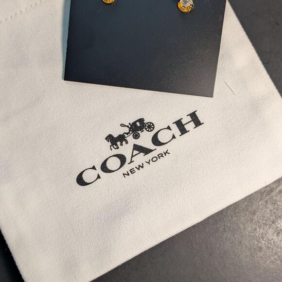 Coach gold stud earrings - Picture 2 of 2